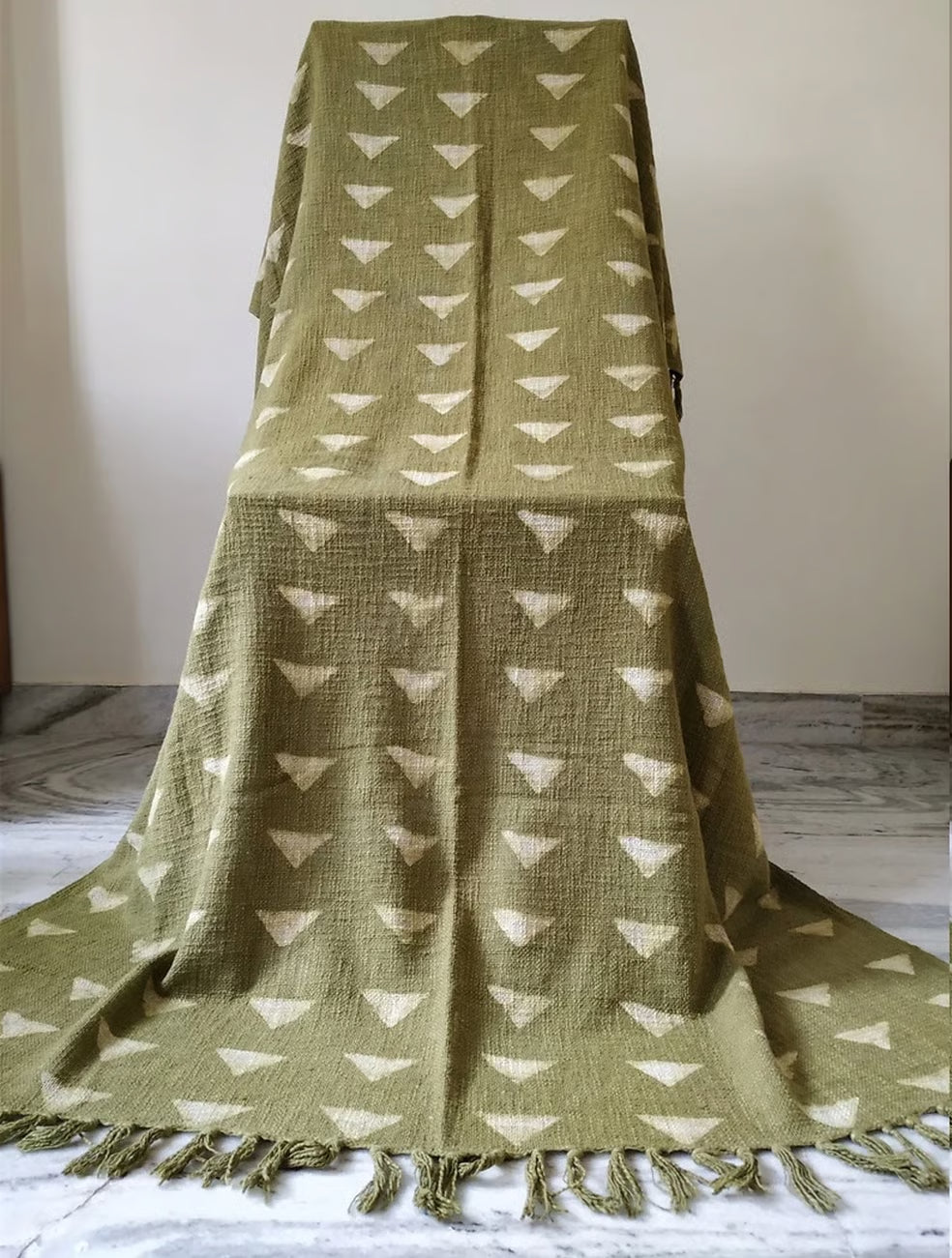 Hand painted green shawl