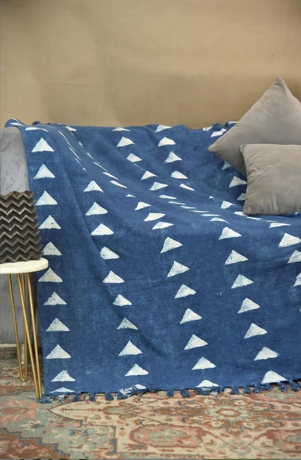 Blue Geometric Pattern Shawl