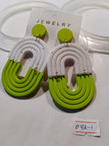 Green and White Hoop Earrings